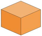 An orange cuboid box drawn in three dimensions, of the kind used to hold a measured volume of a loose material