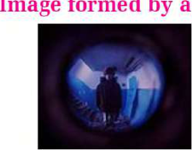 The view through a door peephole: the person outside appears small and upright