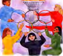 Five linked rings and a burning flame: the two symbols of the Olympic Games.