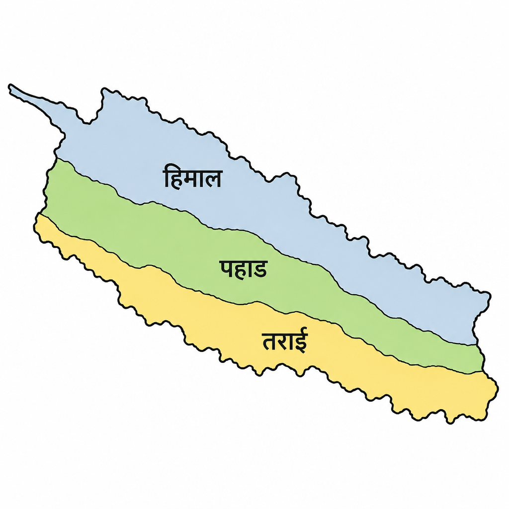 Tarai, hill and mountain: the three belts of Nepal, each carrying a different set of mineral possibilities.