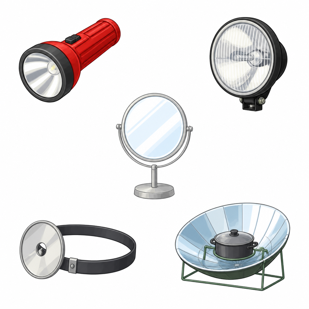 Everyday things that carry a concave mirror inside them.