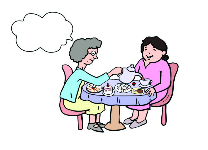 A table full of tea and snacks. The evidence points backwards in time: you must have worked a lot.