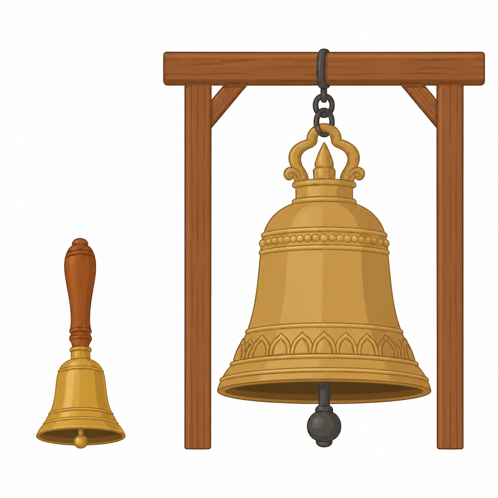 The bell with the larger vibrating surface gives out sound of greater intensity.