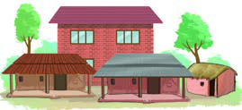 Shelter, the home that keeps people safe from weather and danger.