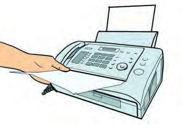 A page being fed into a fax machine to be sent