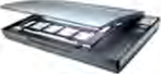A flatbed scanner, whose flat glass surface is where the paper is laid to be digitized.