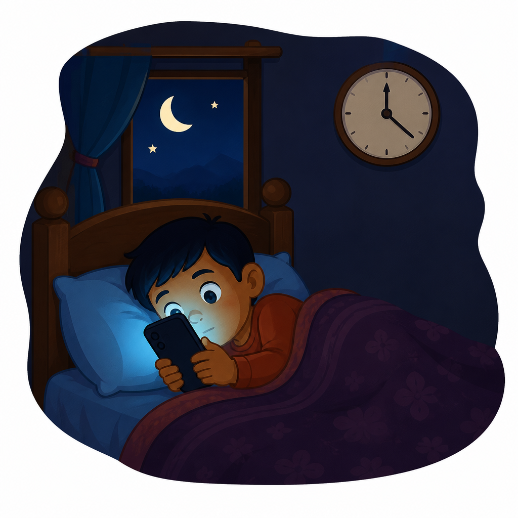 In the dark of night the blue light of a screen drives sleep away and upsets the body clock