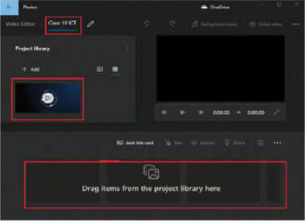 The video added to the project library, ready to be dragged into the editing panel below.