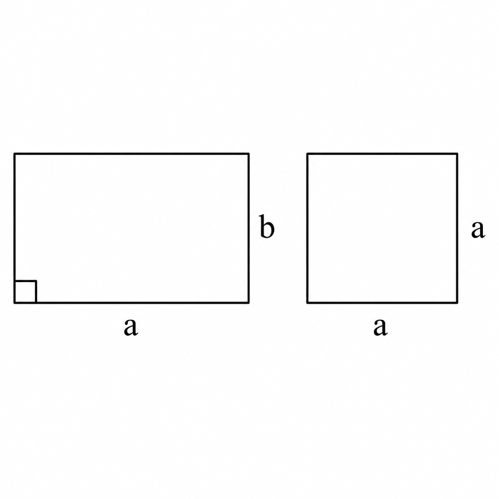 When length and breadth differ the area is a × b, but when both measure a units the same letter is multiplied twice.