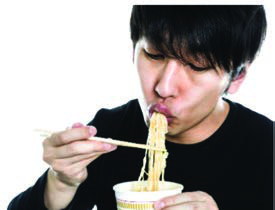 Slurping noodles straight from the cup: in Japan the noise itself is a compliment to the cook.