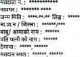 मतदाता परिचयपत्रमा मतदाता नम्बर, नामथर, जन्म मिति, लिङ्ग, ठेगाना र मतदान स्थलजस्ता विवरण लेखिएका हुन्छन्।