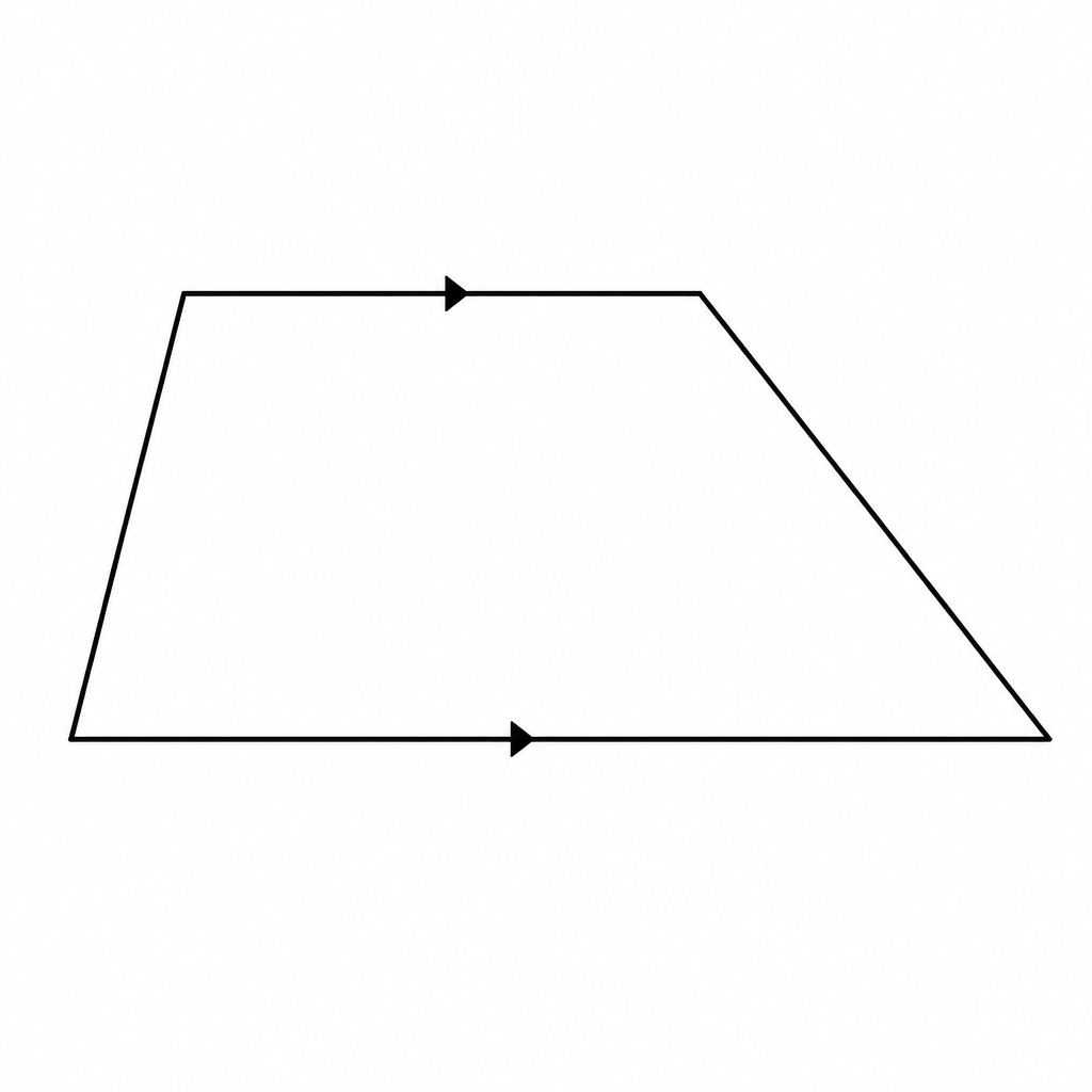 The arrow marks show which single pair of opposite sides is the parallel one.