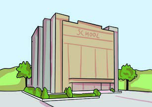 A large school building. Whether it is a good school is an opinion, not a fact.