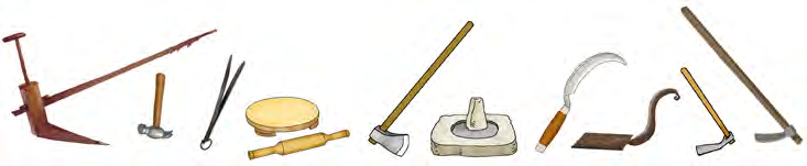 Simple machines used every day at home and in the fields, plain in build but big in use.