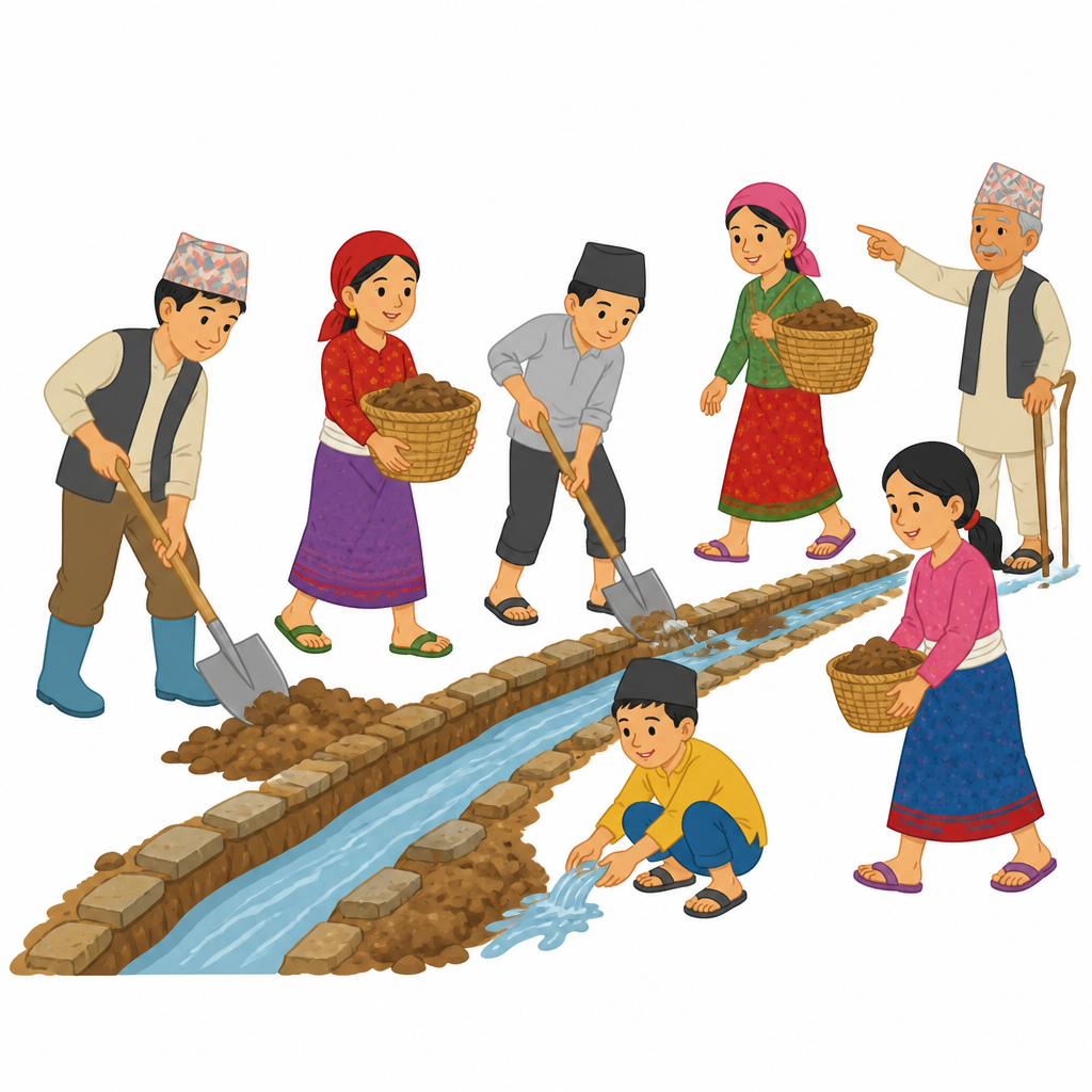 When every household in the community helps dig the canal, a sense of ownership grows over it, and a structure people feel is their own is the one that keeps working for years.