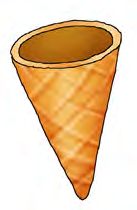 An ice cream holder, with a vertex at its point and a circular opening at the top.