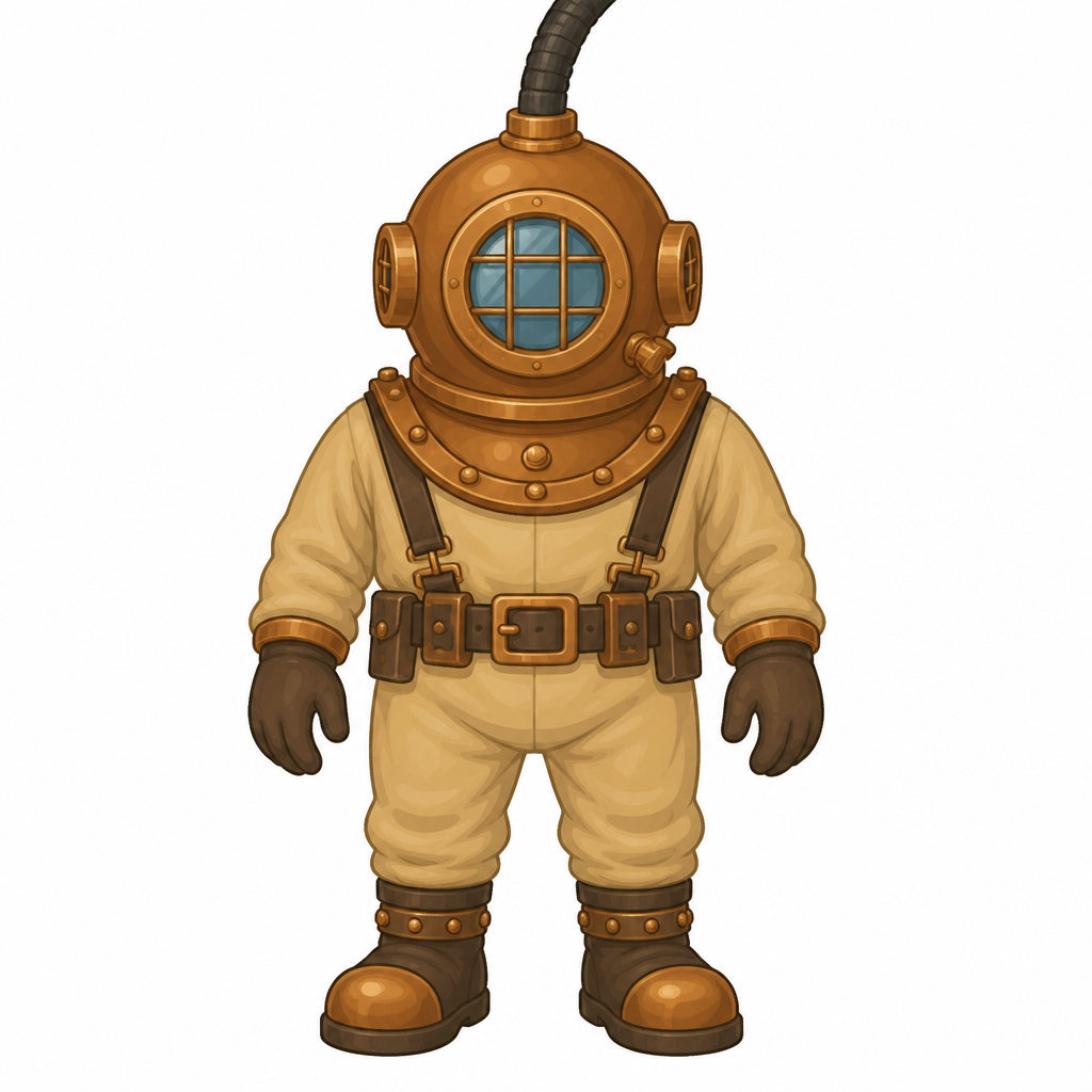 A diver wears a strong sealed suit to be protected from the very large pressure deep in the sea.