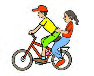 Acceleration with another person carried behind the rider: the mass has increased, so the same force gives a smaller acceleration.