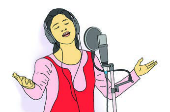 A singer recording a song. Her values include honesty to her art and respect for the audience that listens to her.