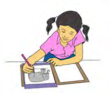 The girl is drawing a picture.