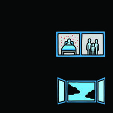 Open windows keep the isolation room well ventilated, letting fresh air move through it.