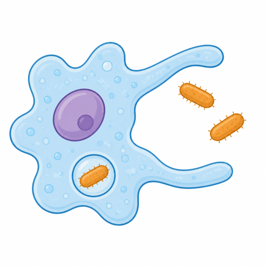 How an amoeba wraps itself around bacteria and takes them in as food