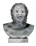 A stone bust of Socrates, the teacher whose questions shaped Plato's thinking.