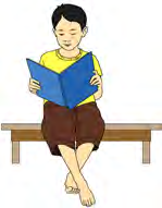 The boy is reading a book.