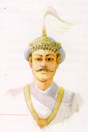 राजसी पहिरनमा सजिएका एक राजा