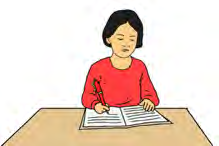 The girl is doing her homework.