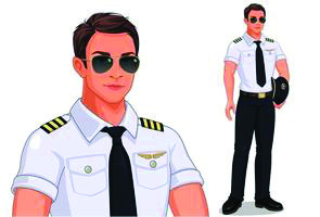 A pilot in uniform. A pilot's ethics put the safety of passengers above everything else, including his own comfort and convenience.