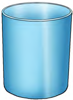A drinking glass, whose top and bottom are two circular faces with a curved surface between them.