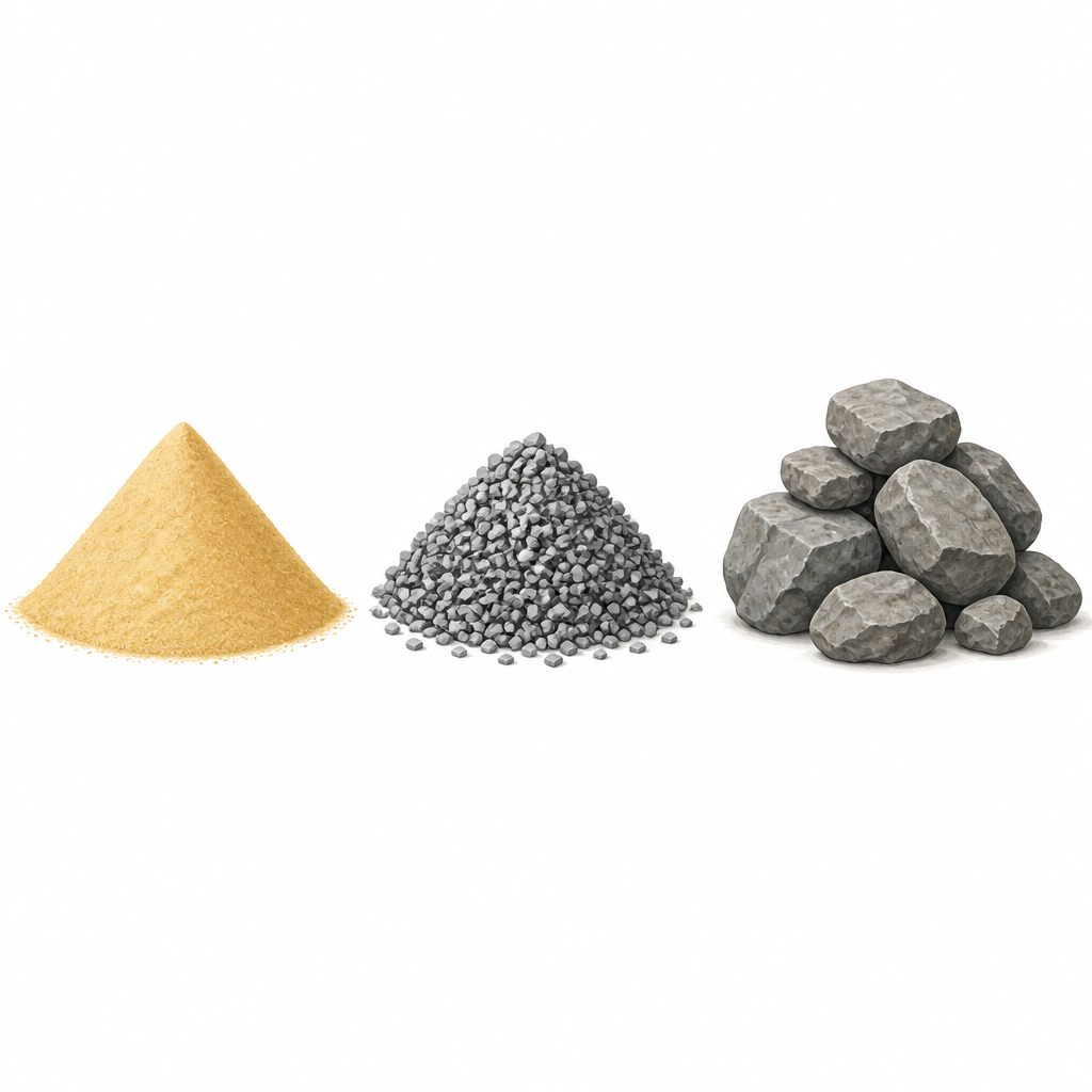 Sand, gravel and stone, the basic mineral materials needed to build a house, a bridge or a road.