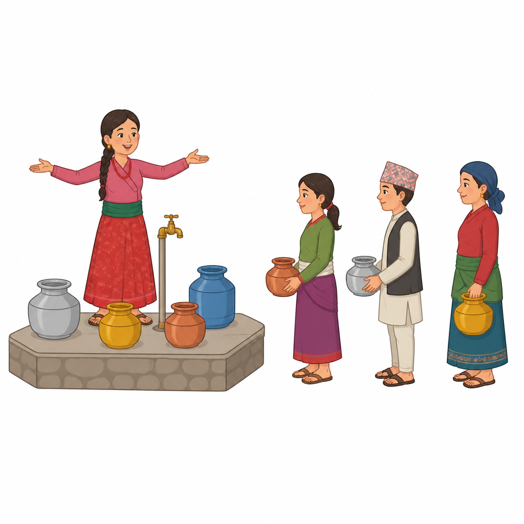 सार्वजनिक धारा सबैको हो। एक जनाले ओगटेपछि बाँकी सबैको पानी भर्ने अधिकारमा बाधा पर्छ।