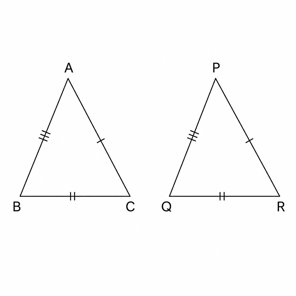 All three sides carry their own tick marks and no angle has been measured at all.