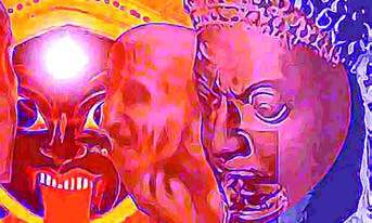 Strange, mask-like faces suggest how the human mind imagines death: not from experience, but from fear and fantasy.