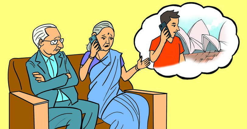 छोरा विदेशमा भएपछि आमाबुबाको भेट फोनको आवाज र सम्झनासम्ममा खुम्चिन्छ ।
