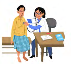 The doctor is checking the patient.