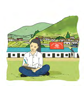 A student sits outside her school, wondering what can be compared with what.