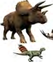 A large plant-eating dinosaur with horns on its face.