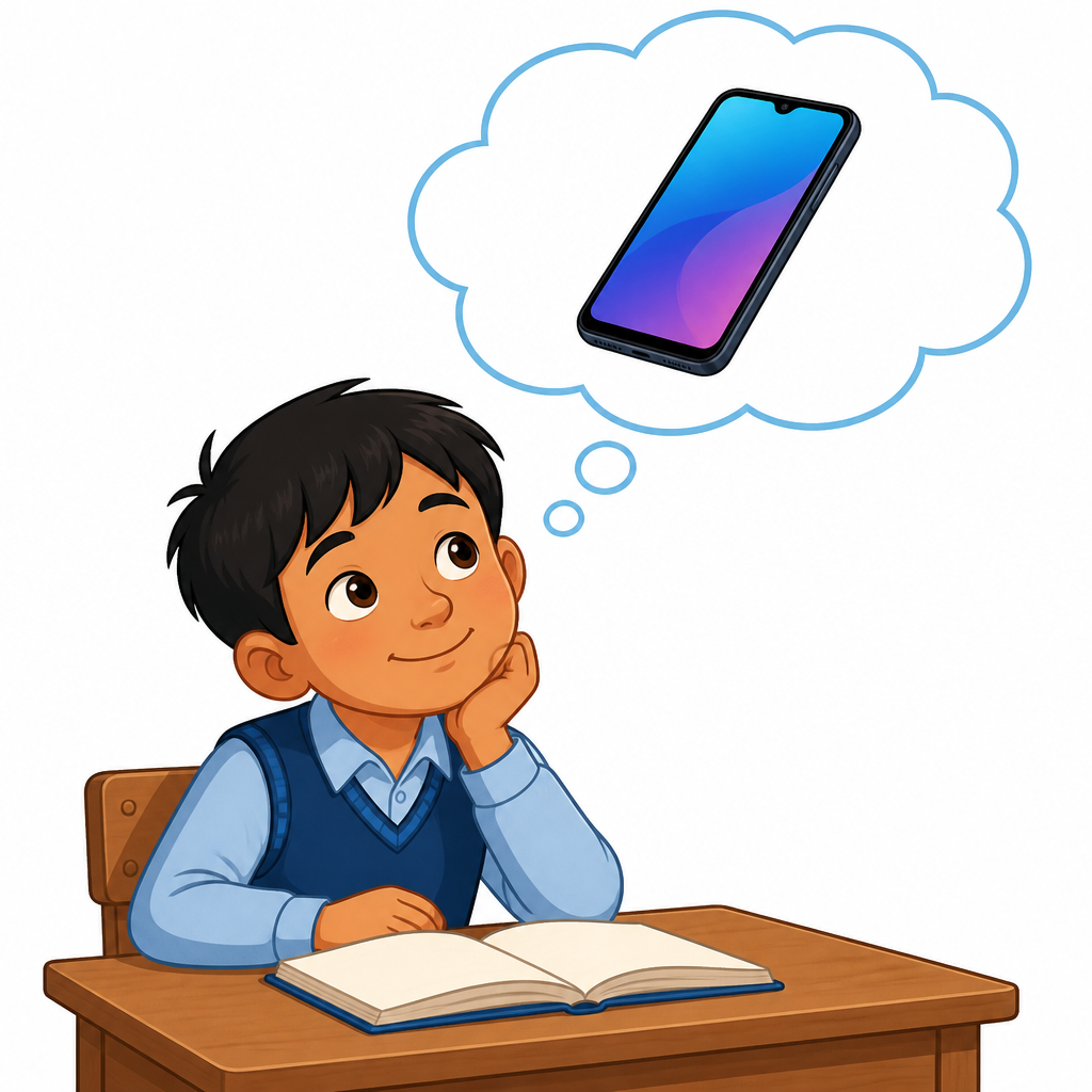 The smartphone exists only in his thoughts, so the sentence uses a past form: I wish I had a smartphone.