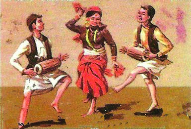 A folk dance to the madal drum, of the kind popular in the hilly regions of Nepal.
