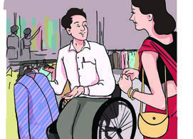 A man and a woman talking while shopping. A conversation like this, about what people did at the weekend, is what the listening task plays.