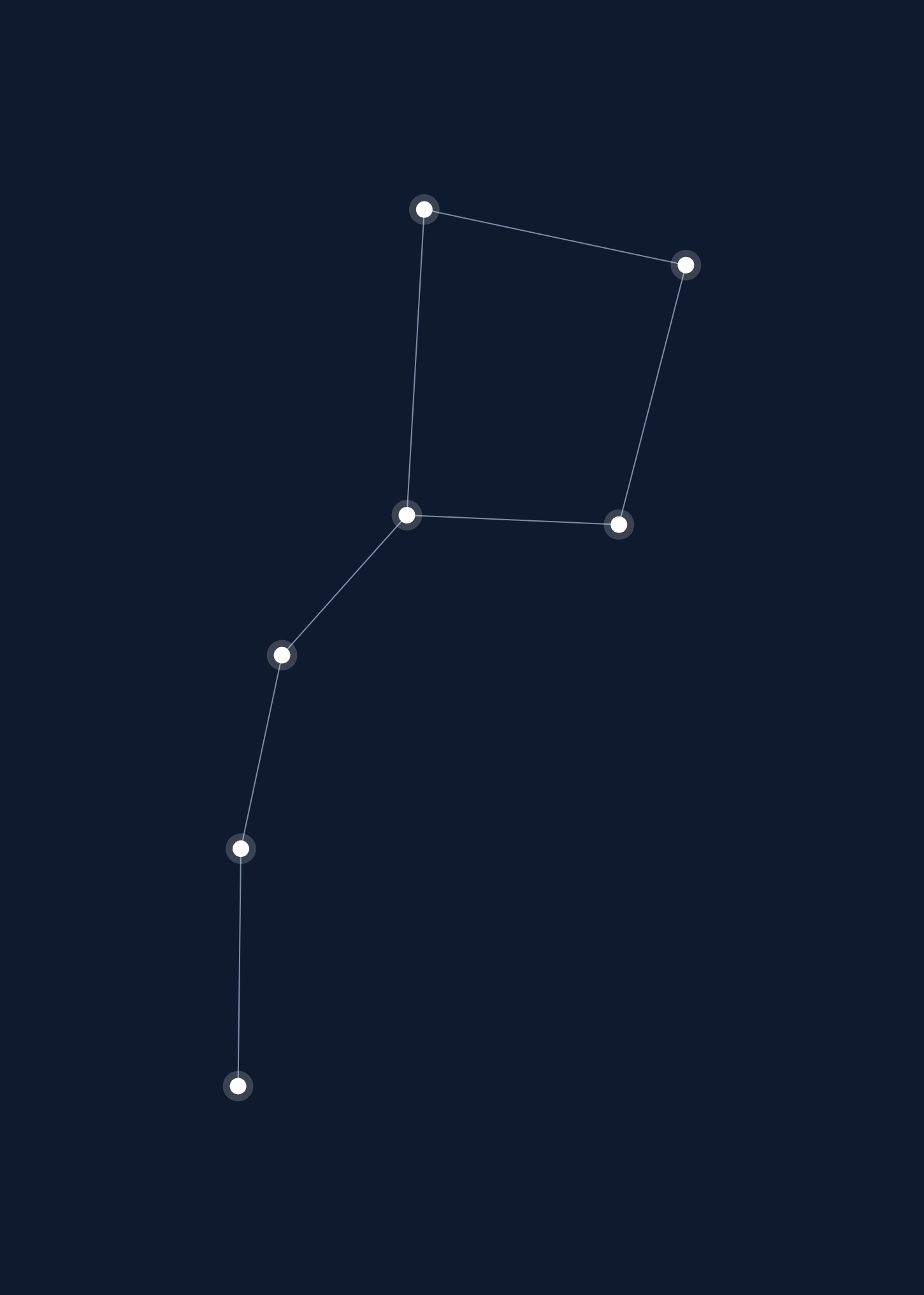 The shape made by joining the seven stars of Ursa Major, which is how this constellation is recognised on any night.