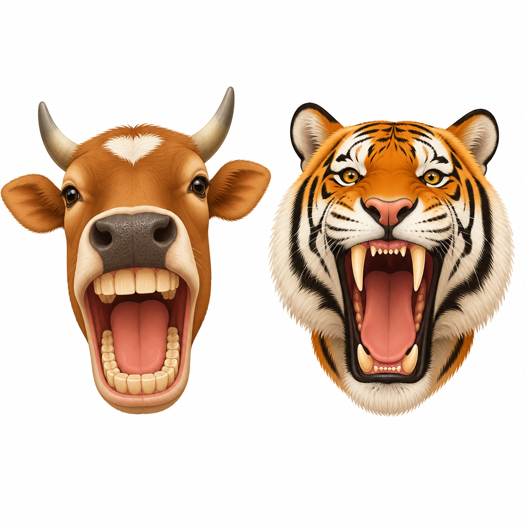Looking at the teeth alone is enough to say whether an animal eats plants or flesh.