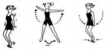 The jumping exercise: small jumps, a jump with arms and legs spread wide, and landing with them together again.
