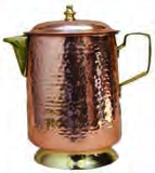 A copper jug: copper is beaten into the shape of a vessel.