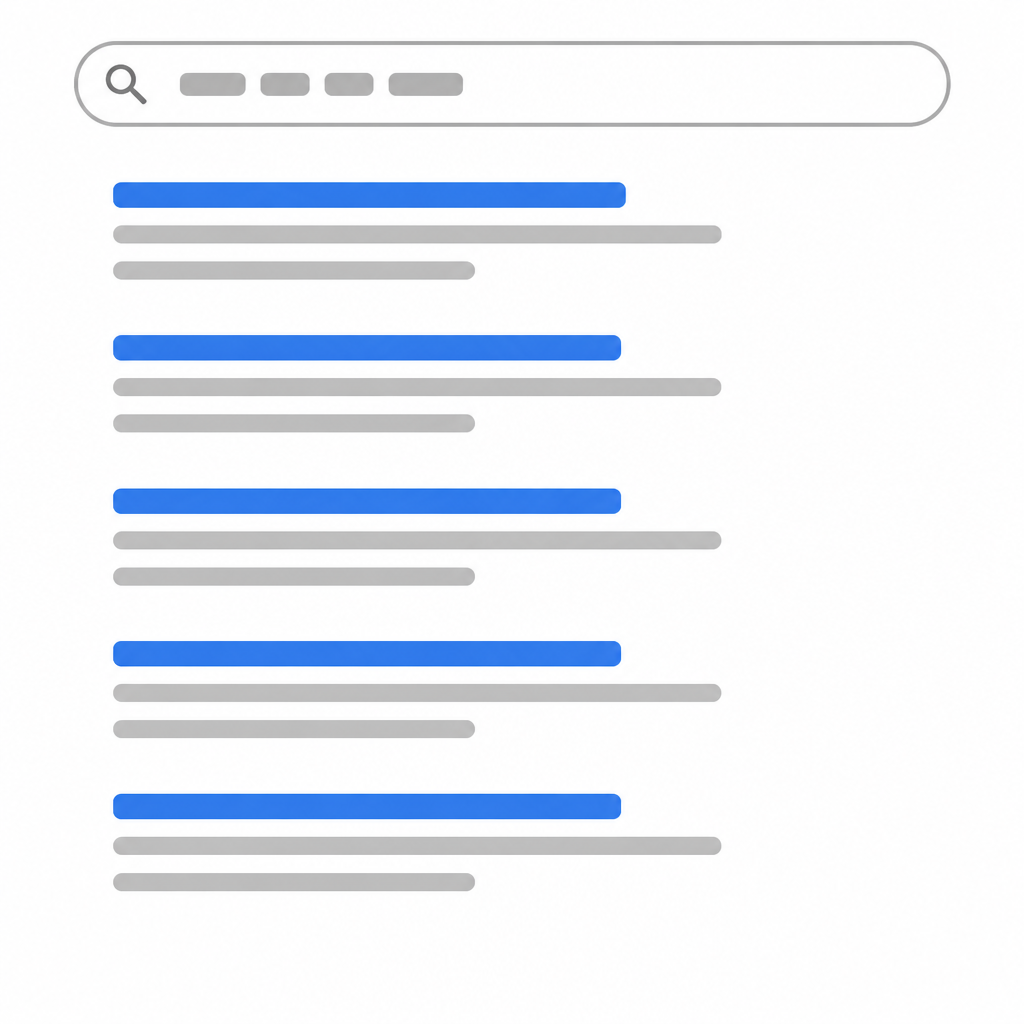 After a key word is typed in, the search engine shows a list of links, and clicking one of them opens that website.