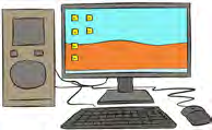 One computer on a desk. Ask: How many computers do you have?