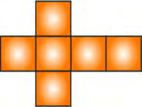 The net that appears when that cube is opened out: four squares in a row with one square above and one below.